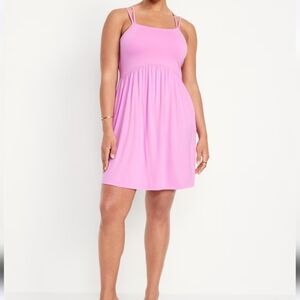 NWT Womens Pink Fit and Flare Mini Dress With Pockets Size XL Petite